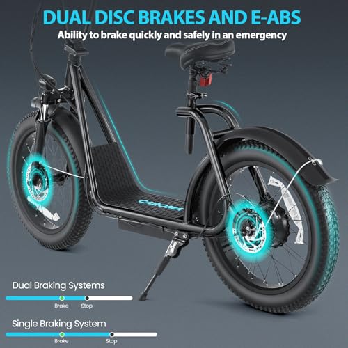 Caroma Peak 800W Foldable Electric Scooter Adults, 20" Fat Tire Electric Bike with 48V Battery, Up to 30Miles & 20MPH, Adult Electric Bicycles for Commuting with Basket&Adjustable Seat