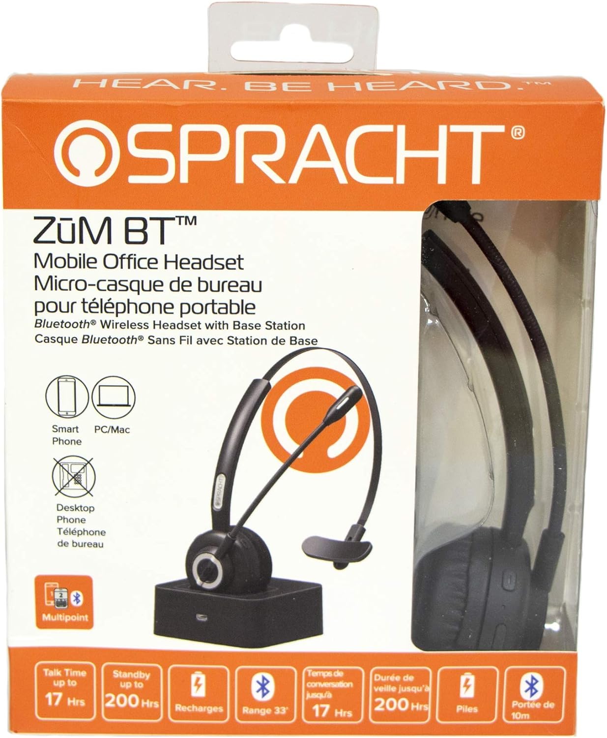 Spracht ZUMBT Zum BT Wireless Bluetooth Mobile Office Headset Pack of 2