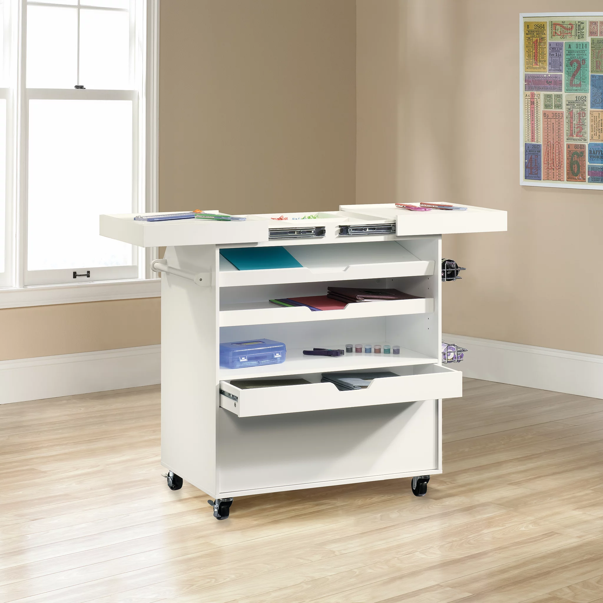 Sauder Select Craft Storage Cart, White