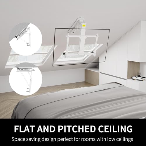 VIVO Electric Ceiling TV Mount Large Flip Down Motorized Pitched Roof VESA Mount