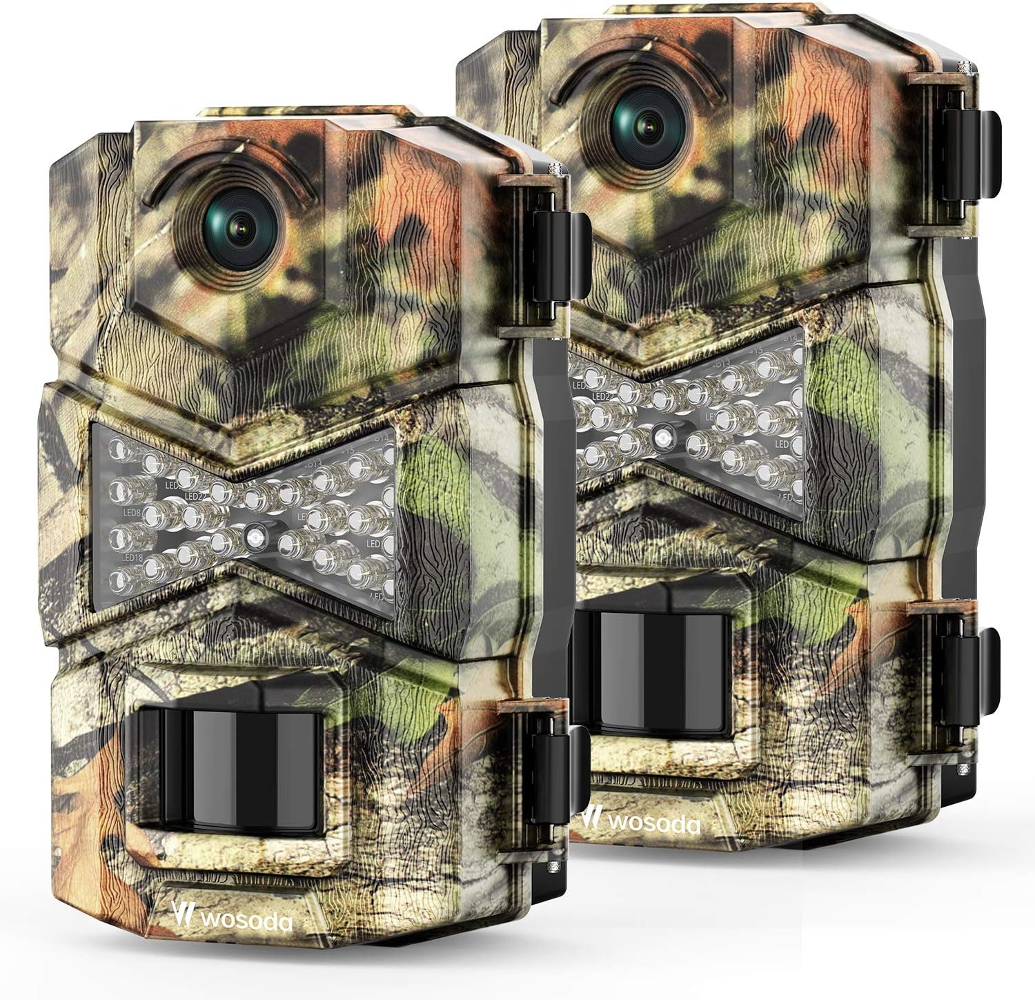 WOSODA【2 Pack】 Trail Game Camera, 16MP 1080P Waterproof Hunting Scouting Cam for Wildlife Monitoring with Night Vision LY123 (2 Pack)