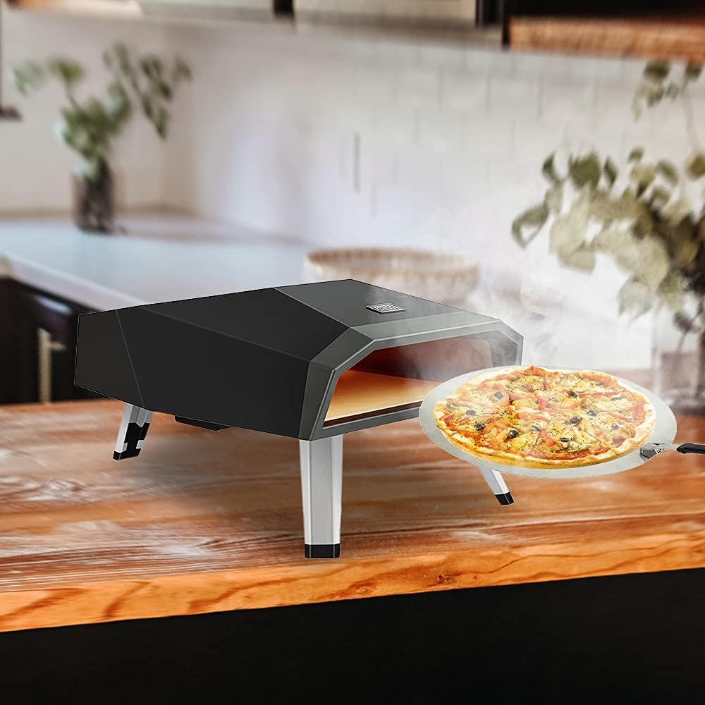 MEET GRILL Lightweight Outdoor Gas Pizza Oven, Portable Propane Pizza Maker with Pizza Stone Pizza Peel, for Outdoor Cooking, Camping, Backyard, Garden