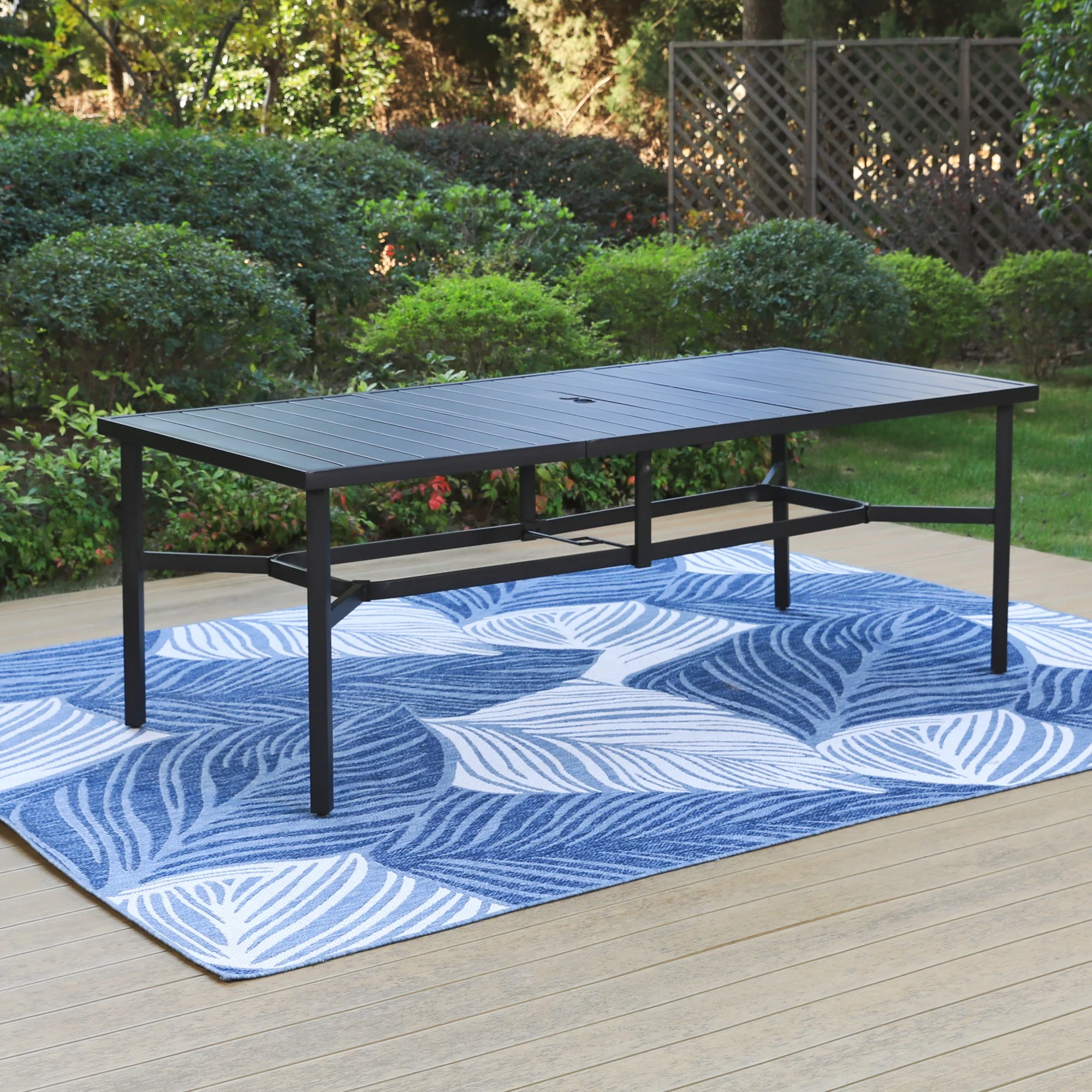 MF Studio 9-Piece Outdoor Dining Set with High-Back Sling Chairs & Large Table for 8-Person, Black & Gray
