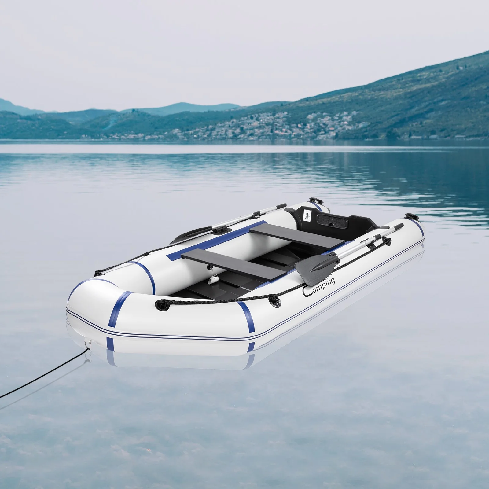 Campingsurvivals 10ft Inflatable Boat, 600 lbs Weight Capacity Rafting Fishing Dinghy Boat, Gray/White
