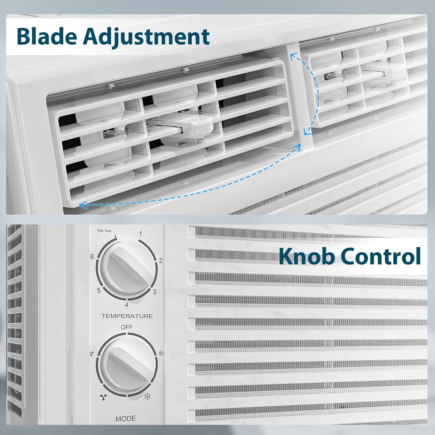 Antarctic Star Window Air Conditioner, 7 Temp Dial, Cools up to 150 Sq.Ft. —2 Modes, Cooling and Fan mode, Full Window View Low Noise Quiet Operation, Adjustable Louvers, White