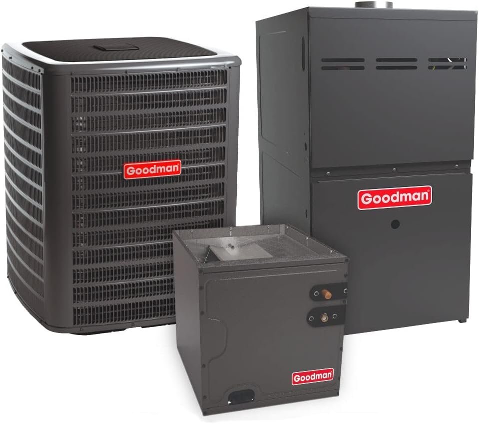 Goodman 3 Ton 17.2 SEER2 Two Stage Air Conditioner GSXC703610 and 100,000 BTU 80% AFUE Variable-Speed Gas Furnace GMVC801005CX Upflow System with CAPTA3626C4