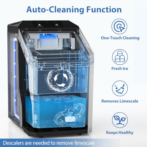 Aeitto Nugget Ice Maker Countertop, 55 lbs/Day, Rapid Ice Release in 5 Mins, Auto Water Refill, Stainless Steel Housing Ice Machine 0506