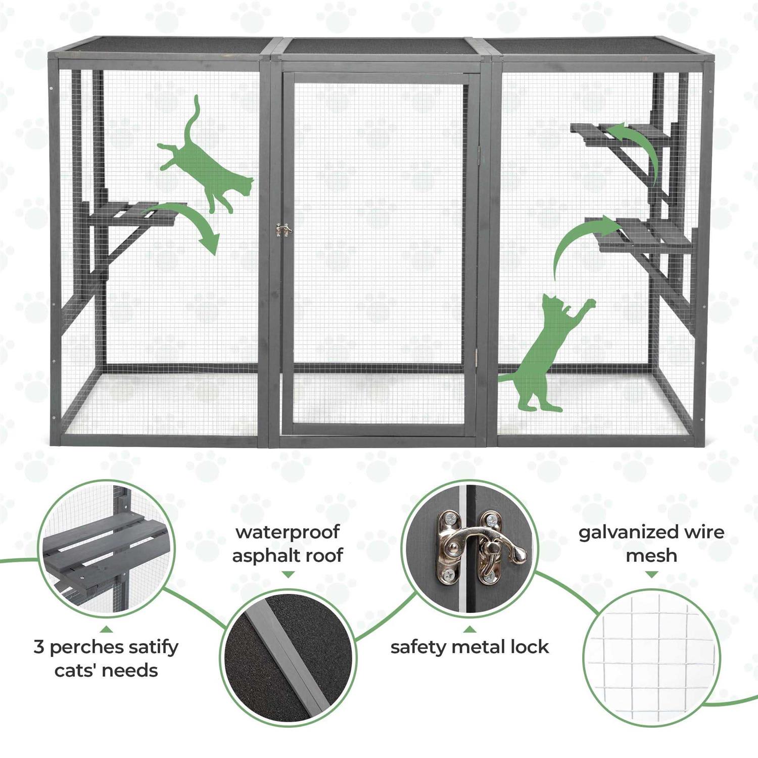 Coziwow Outdoor Cat House Enclosure Pet Cage Catio W/ Asphalt Roof - Pet Supplies online store