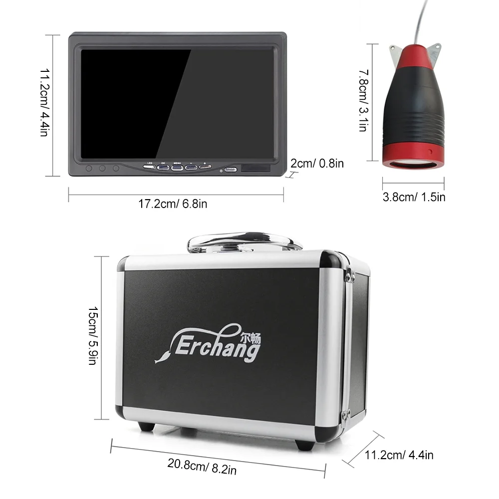 Erchang Underwater Fishing Camera Portable Fish Finder with 7 Inch Monitor for Boat Kayak Lake Sea Fishing - Reliable Fish Tracking, Real-time Monitoring, Must-have for Fishing Excursions