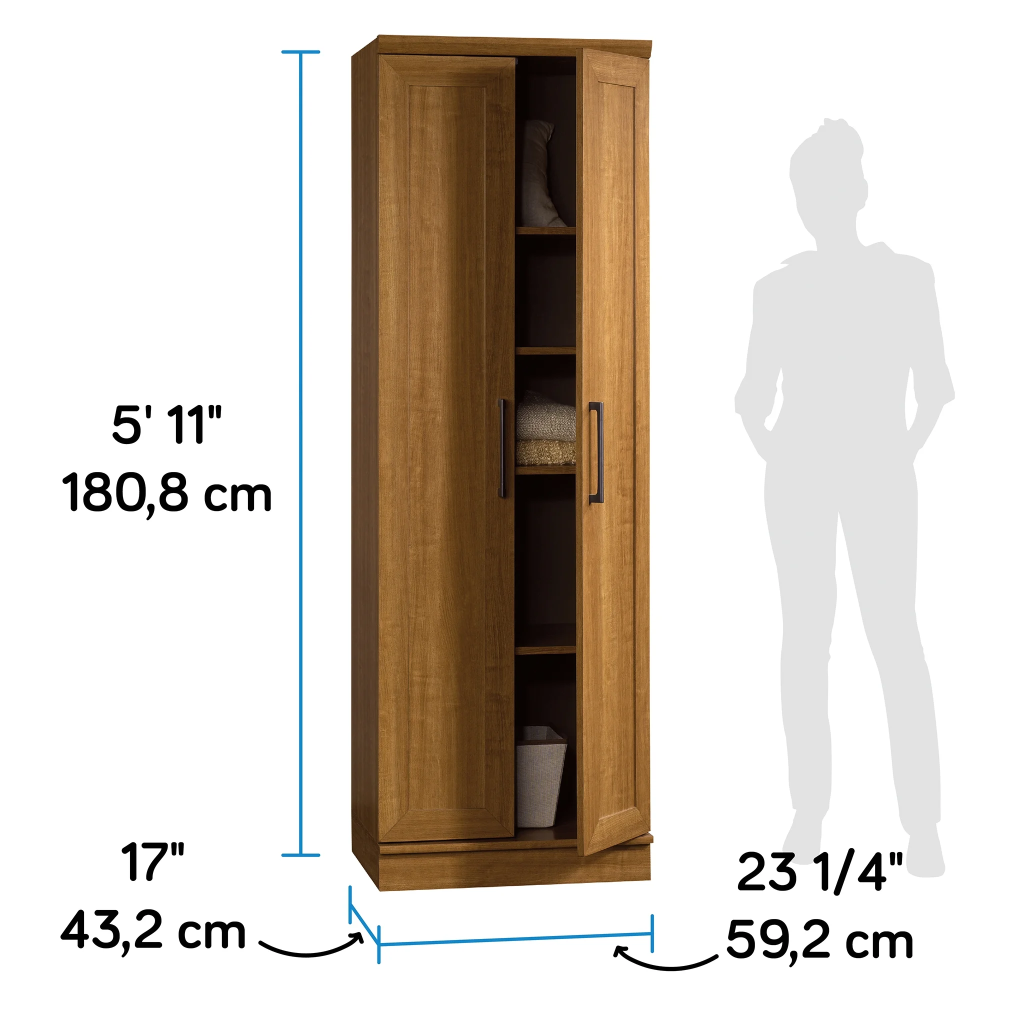 Sauder HomePlus 2-Door Storage Cabinet, Sienna Oak Finish