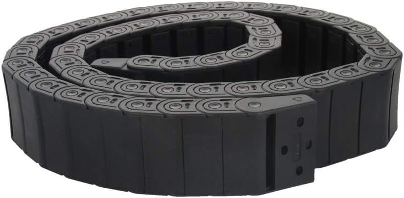 Fielect Drag Chain Cable Carrier Open Type with End Connectors R100 35X100mm 1 Meter Plastic for Electrical CNC Router Machines Black 1Pcs