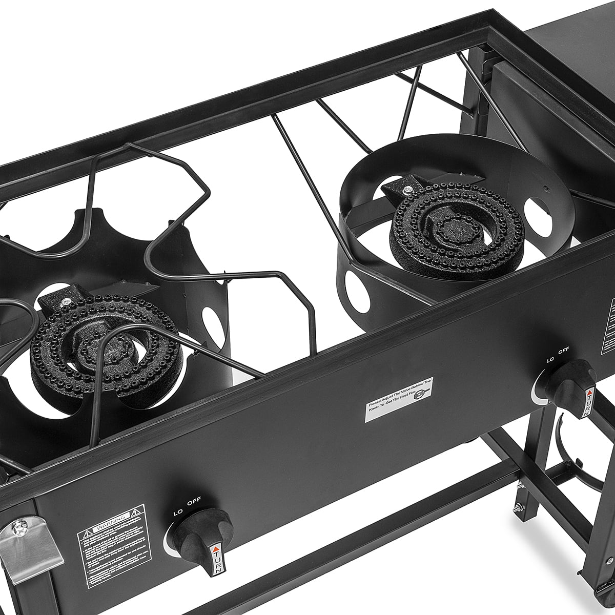 Barton 58,000 BTU Outdoor Gas Propane Double Burner Stove Cook Station Flat Top Griddle & Deep Fryer BBQ Grill Camp Side Table