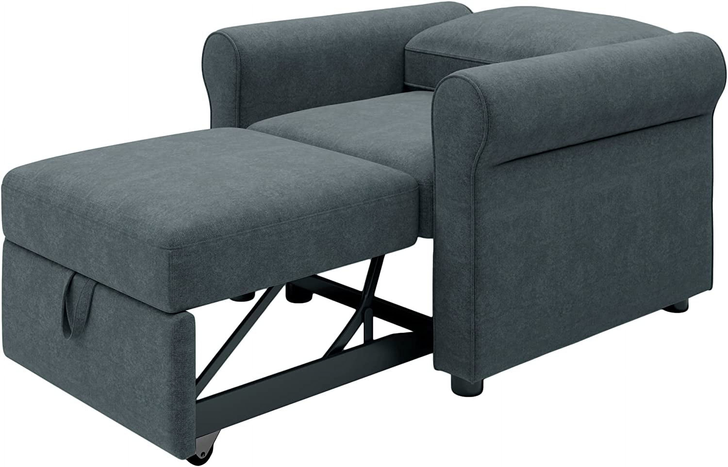 Sofa Bed Chair, Convertible Sleeper Chair Bed, Adjust Backrest Into A Sofa, Single Bed, Modern Chair Bed For Living Room Bedroom, Dark Blue