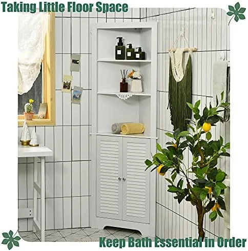 KHBIULIFE Corner  Cabinet  Corner Hutch Cabinet with Shutter Doors and Adjustable  for Bathroom  Living Room  Dining Room or Kitchen  23.5 x 11 x 68 inches (Espresso)