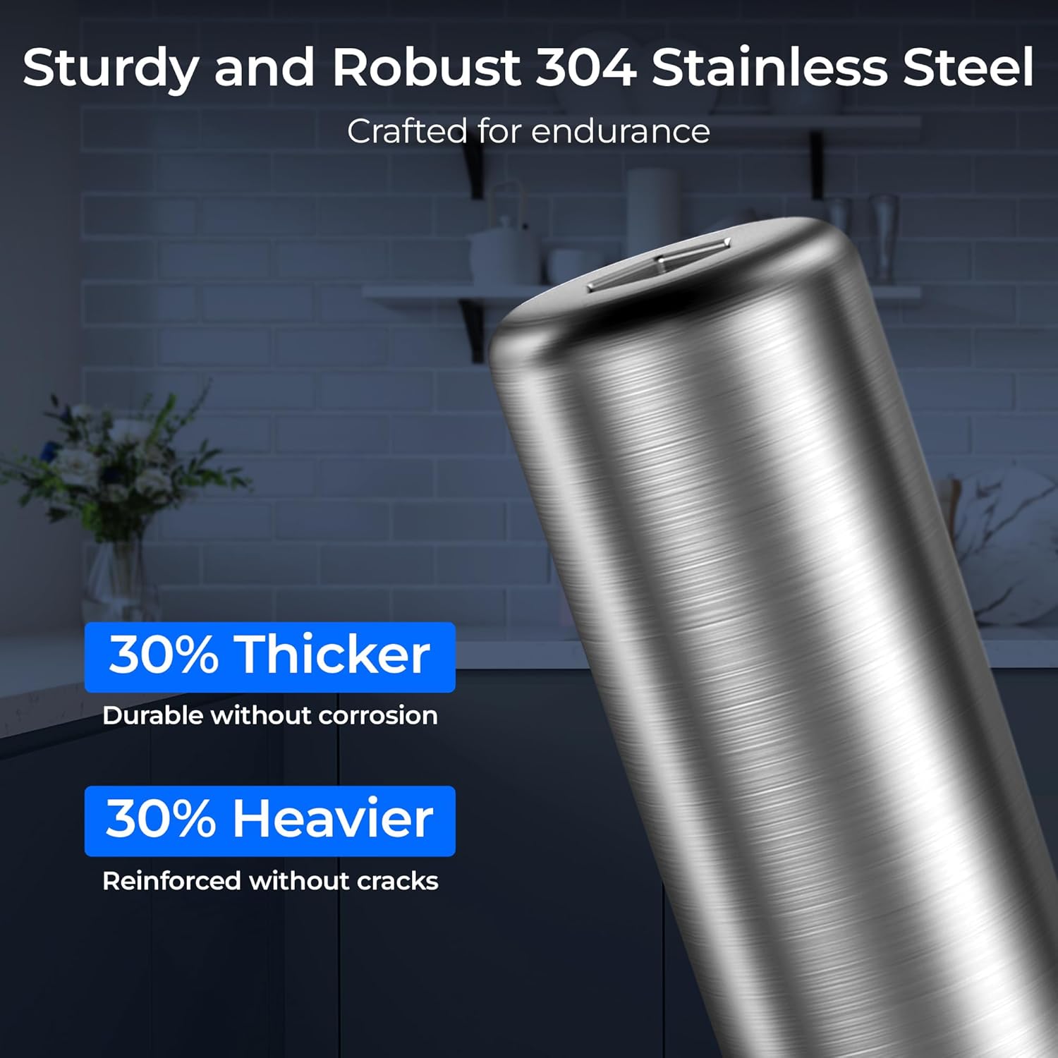 Waterdrop TST-UF + AP13 0.01μm Ultra-Filtration Under Sink Water Filter, Stainless Steel, 5X Service Life,Remove 99.99% of Contąminants Larger Than 0.01μm