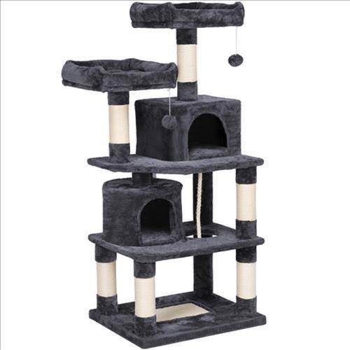Smilemart 62.2x22 Double Condo Cat Tree and Scratching Post Tower Dark Gray
