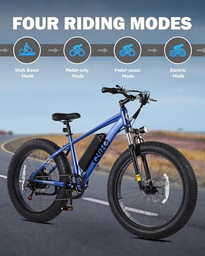 Racer Plus Adult Electric Bicycle, Peak 1000W Motor Electric Bike for Adults, Up to 28MPH 65Miles, 26x4.0 Fat Tire Electric Mountain Bike with 48V 13AH Battery, 7 Speed Front Suspension E Bike