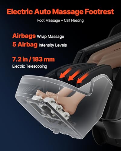 VEVOR Massage Chair, 4D Full Body Zero Gravity Recliner with SL Track, Yoga Stretch, AI Voice Control, Heat, Foot Roller, Retractable Pedal, 36 Airbags, LCD, Armrest Controls, Rolling Base