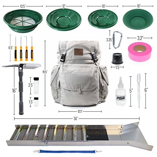 ASR Outdoor Deluxe 50" Folding Sluice Box with Backpack Gold Prospecting Kit