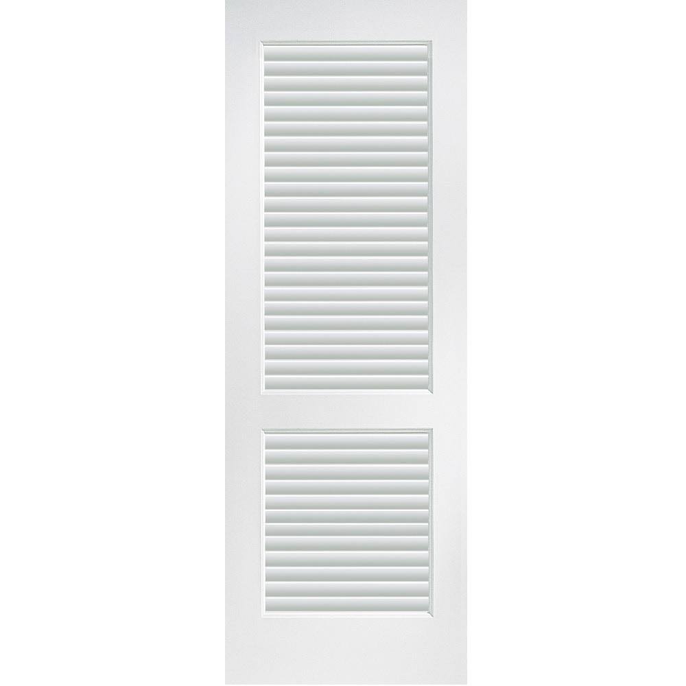 MMI Door 30 in. x 80 in. Primed Composite MDF Full Louver Over Louver Interior Door Slab