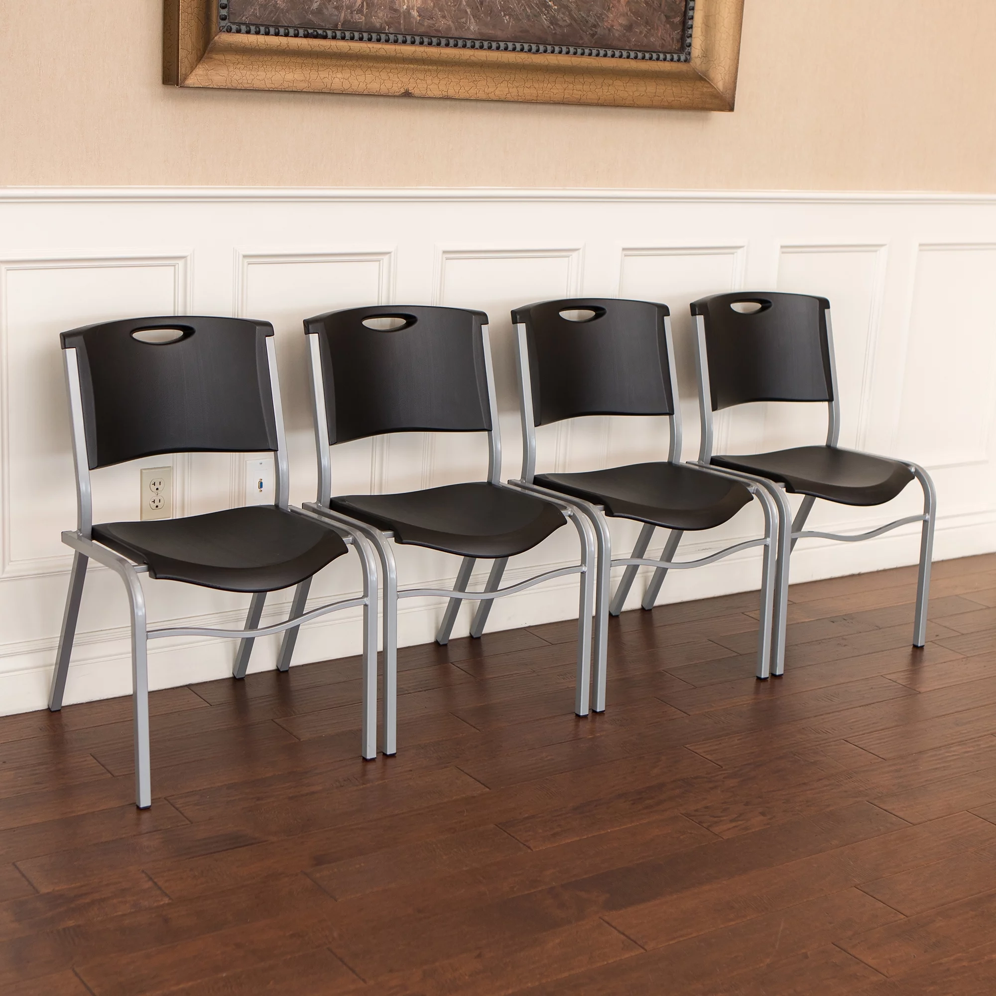 Lifetime Plastic Stacking Chair (4 Pack), Black