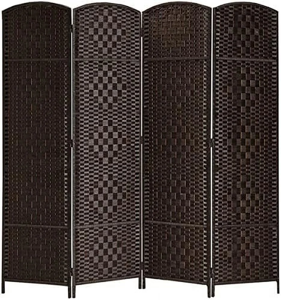 JDZHAPPYLIFE RHF 6 ft. Tall 16" Wide- Weave Fiber Room Divider Double Hinged 6 Panel Room Divider/Screen  Room Dividers and Folding Privacy Screens 6 Panel  Freestanding Room Dividers - Curated Treasures Market