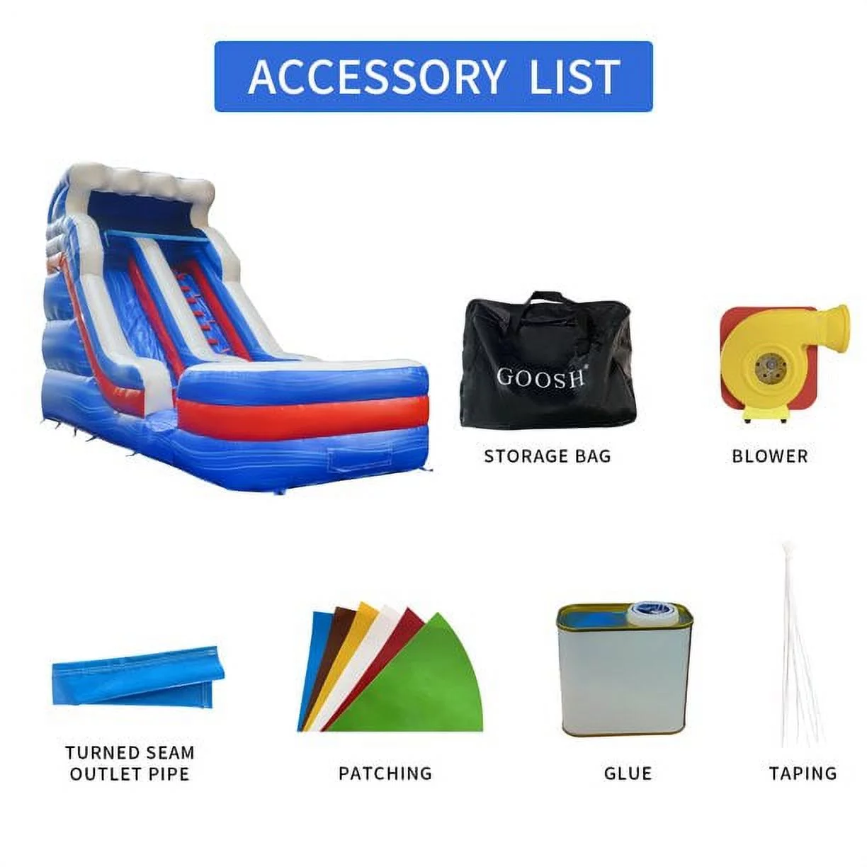 GOOSH 16 ft x 26 ft Commercial Grade Kid  Inflatable Water Slide with Blower, Giant Blow Up Outdoor Water Slide with Splash Pool, Big Water Slide Inflatable for Lake Backyard Outdoor Fun