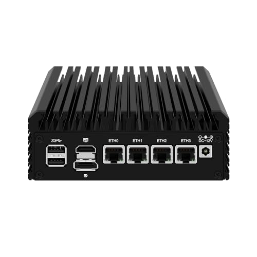 HUNSN Micro Firewall Appliance, Mini PC, OPNsense, VPN, Router PC, AES-NI, 4 x Intel 2.5GbE I226-V LAN, 4 x USB, HDMI, SIM Slot, Console