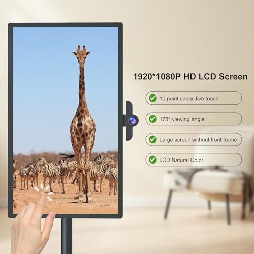 pikiu Portable oncell Touch Screen TV 1080P 8G RAM+128G rotatable Screen Android Operating System (Support Google Play Store) Built-in Long-Lasting Battery (4-6H) Space Gray