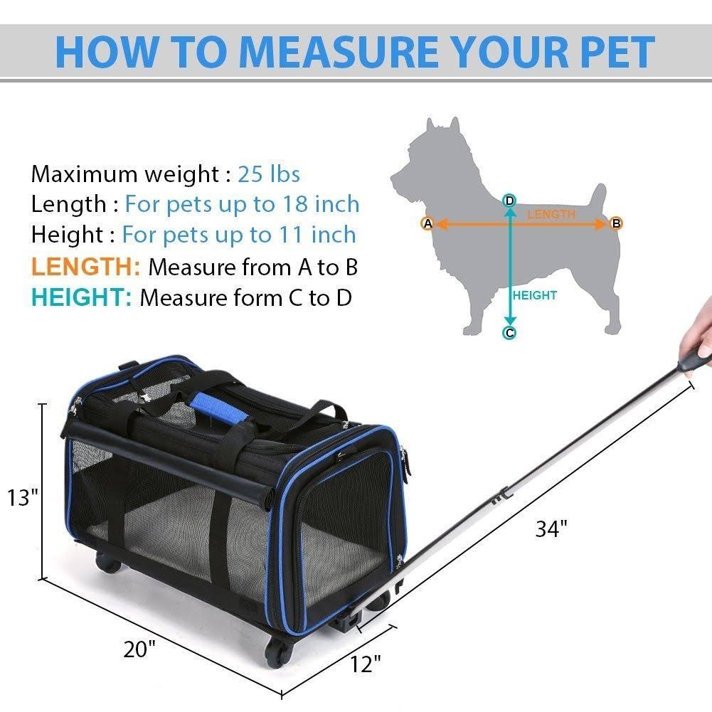 YOUTHINK Pet Wheels Rolling Carrier, Removable Wheeled Travel Carrier for Pets