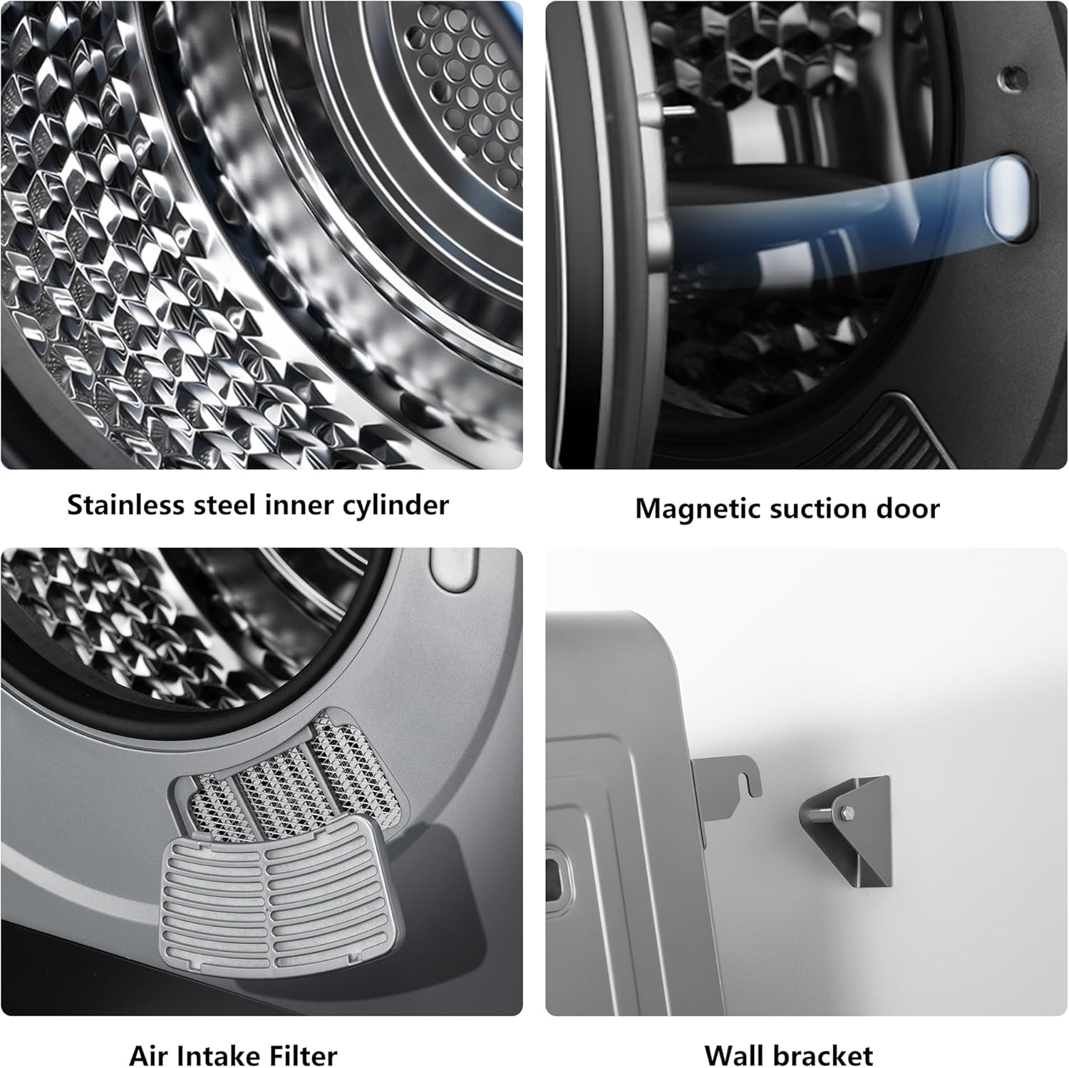 Compact Laundry Dryer,Portable Automatic Drying temperature system Dryer Machine,110v 850w for Small Spaces