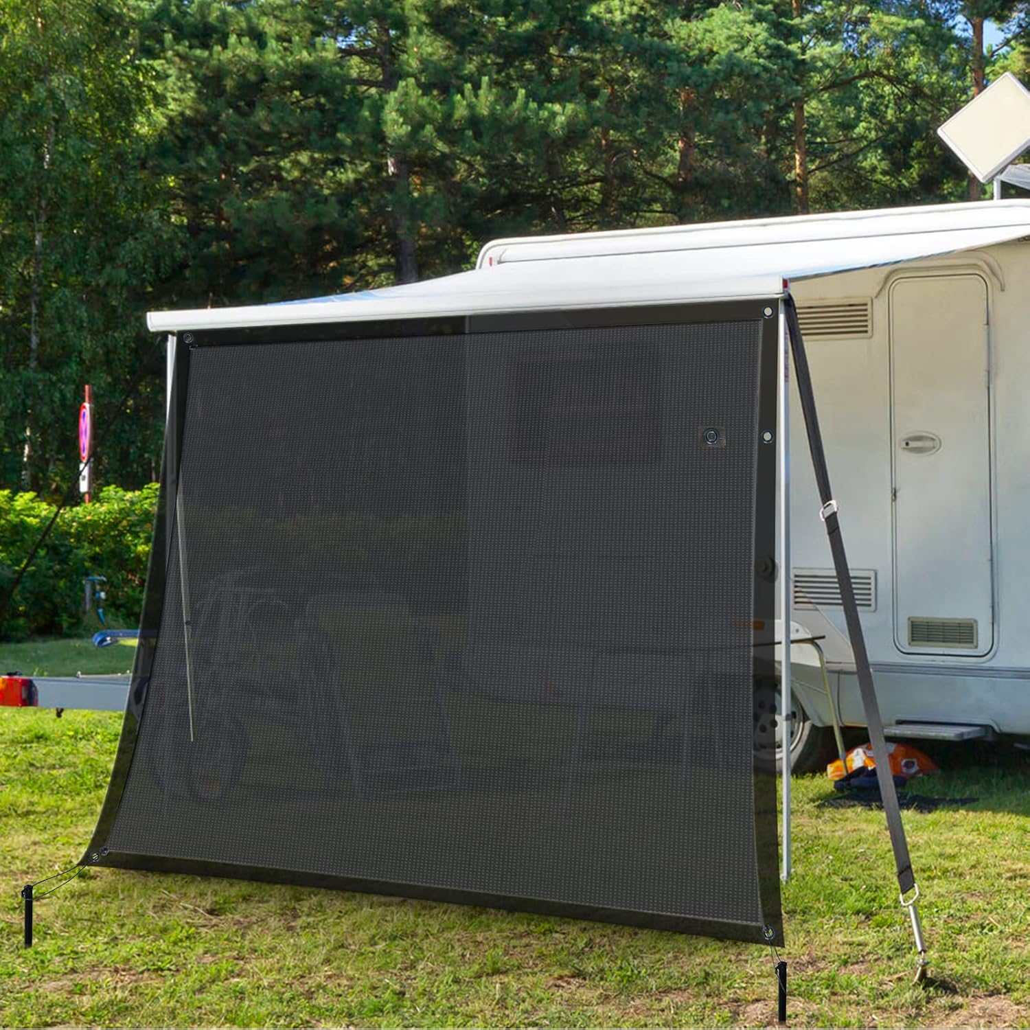 ZIUQAB RV Awning Sun Shade Screen Mesh for Side Shade 9'x7', UV Sunblocker Complete Kits for Camping, Trailer Canopy Shelter Blocker