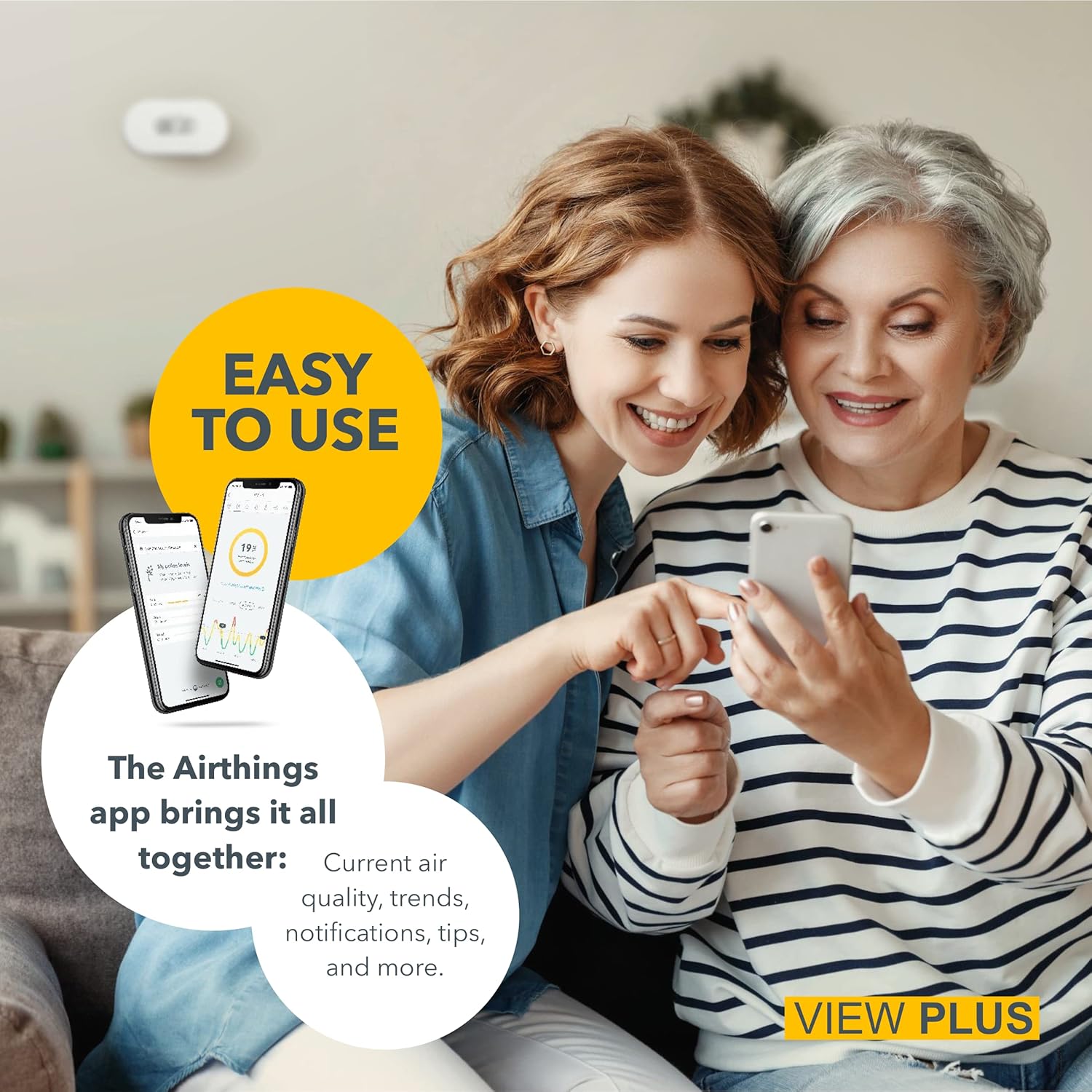 Airthings 2960 View Plus - Battery Powered Radon & Air Quality Monitor (PM, CO2, VOC, Humidity, Temp, Pressure)