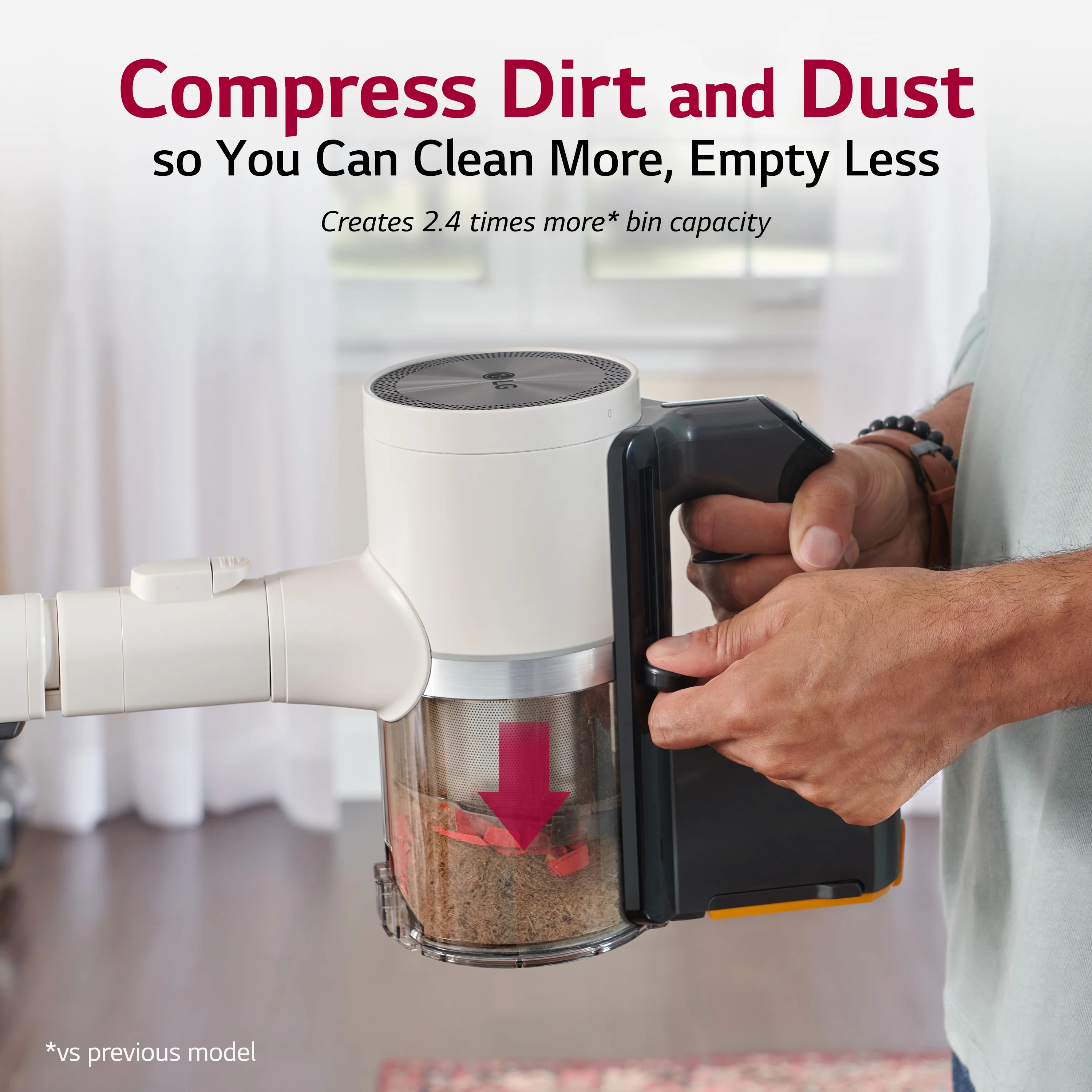 LG - A939KBGS CordZero All in One Auto Empty Cordless Stick Vacuum - Sand Beige