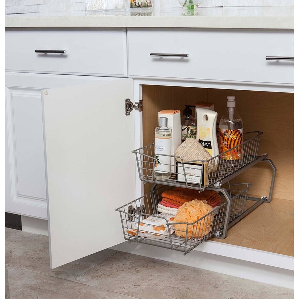 ClosetMaid 2-Tier Kitchen Cabinet Organizer, Nickel