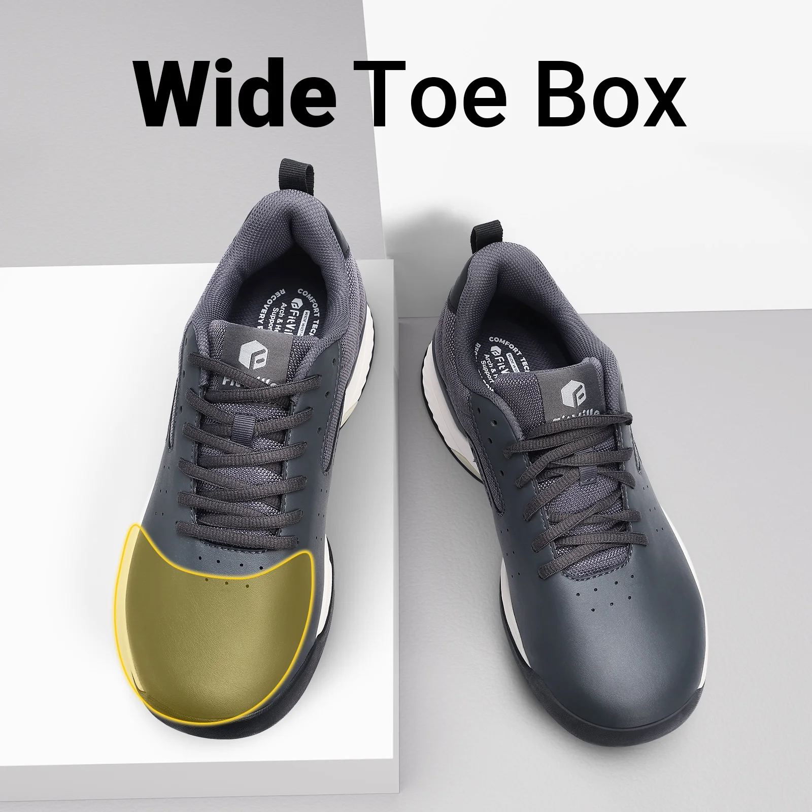 FitVille Professional Mens Golf Shoes Extra Wide Spiked Golf Shoes for Men Waterproof ( Basalt Gray, 14 Wide) - Curated Treasures Market