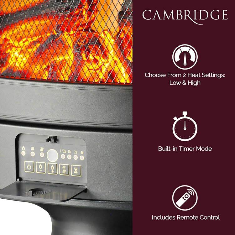 Cambridge 1500w Freestanding Electric Fireplace Heater in Black with Log Display