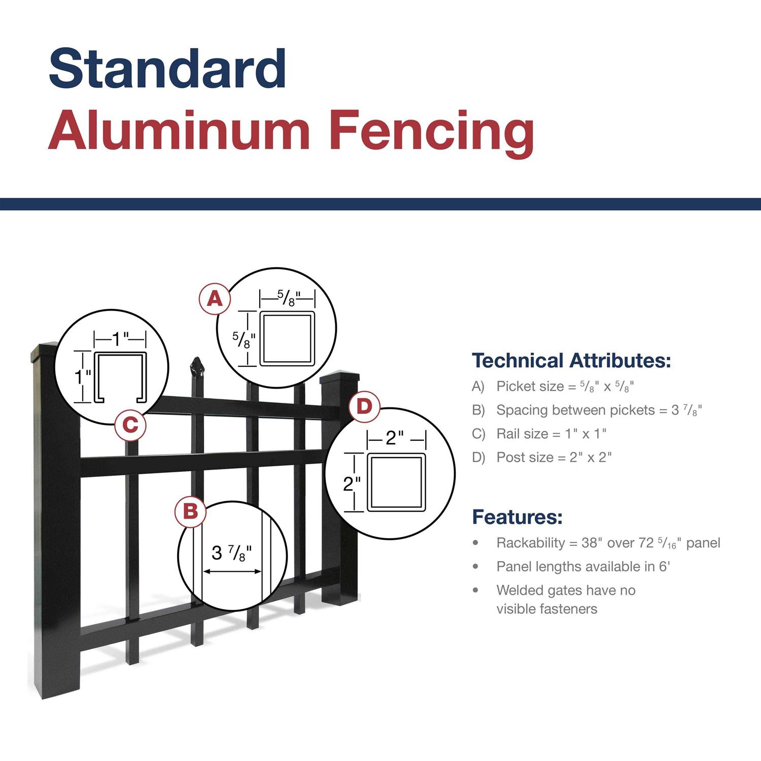 Barrette Outdoor Living Cascade Standard-Duty 6 ft. H x 6 ft. W Black Aluminum Pre-Assembled Fence Panel 73002352 - Shop Hardware Tools Online Store
