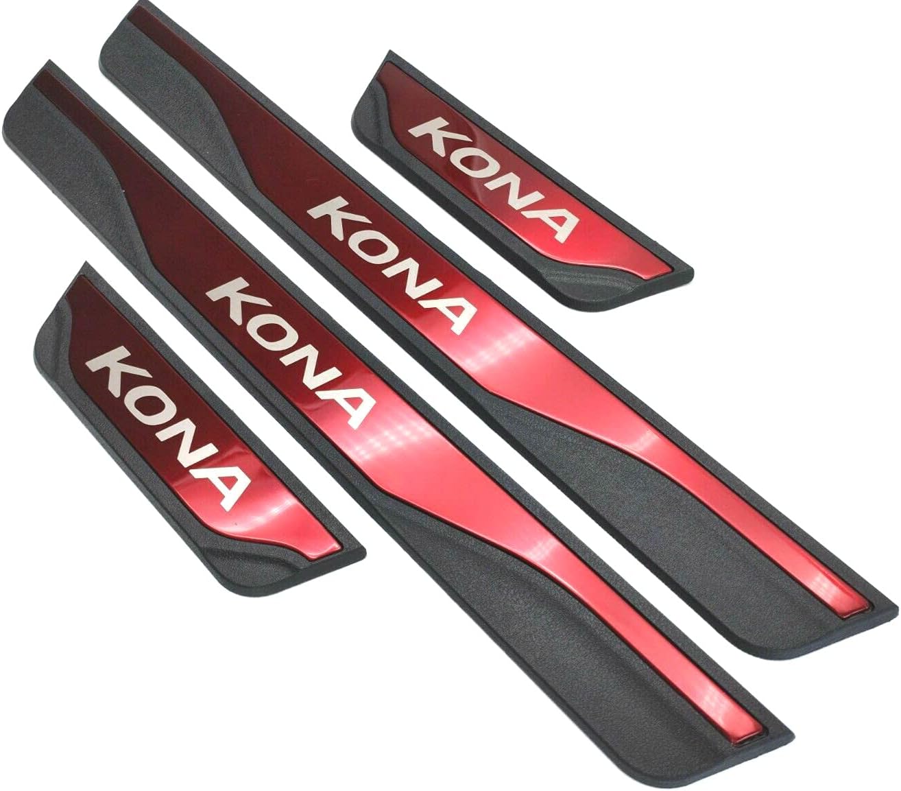 Autonemaker For Hyundai Kona Accessories 2018 2019 2020 2021 Stainless Door Cover Door Sill Scuff Plate Door Sill Protector Door Sill Protector Cover Trim 4pcs Black Pack of 2