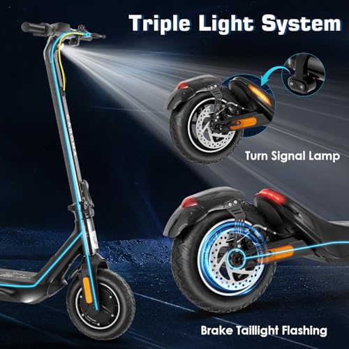 Caroma Electric Scooter, Peak 850W Powerful Motor, 30 Miles Long Range and 36 MPH Top Speed, Turn Signal & Cruise Control, Folding Electric Scooter Adults with Wide Pneumatic Wheel