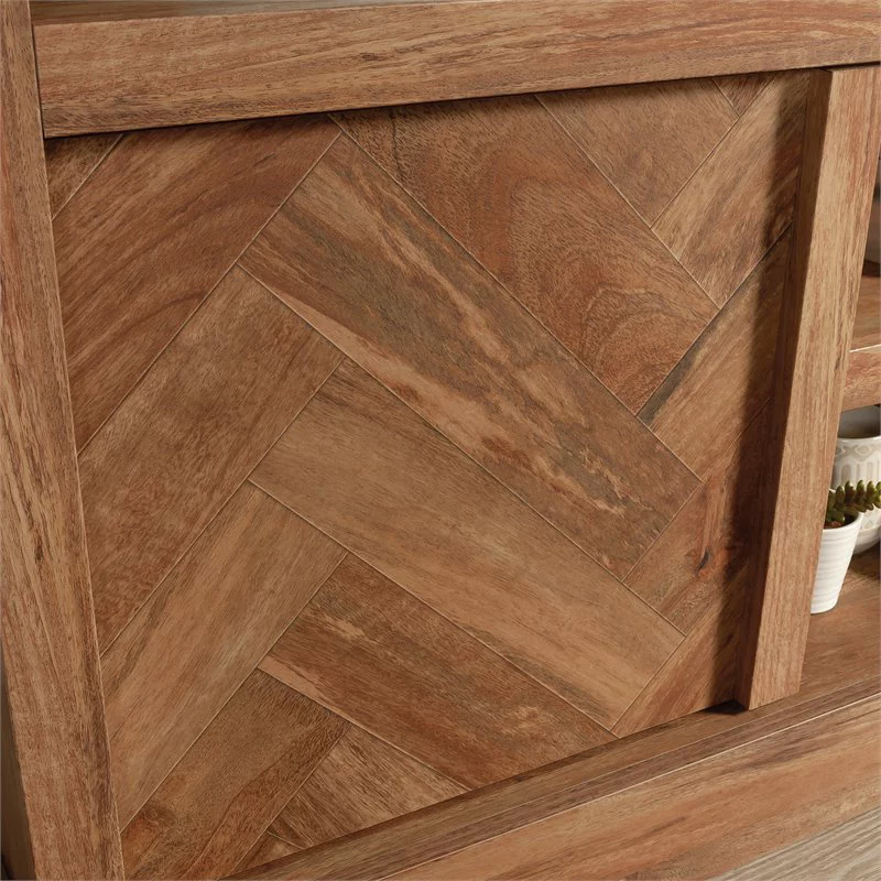 Sauder Cannery Bridge Herringbone TV Stand for TVs up to 65", Sindoori Mango Finish