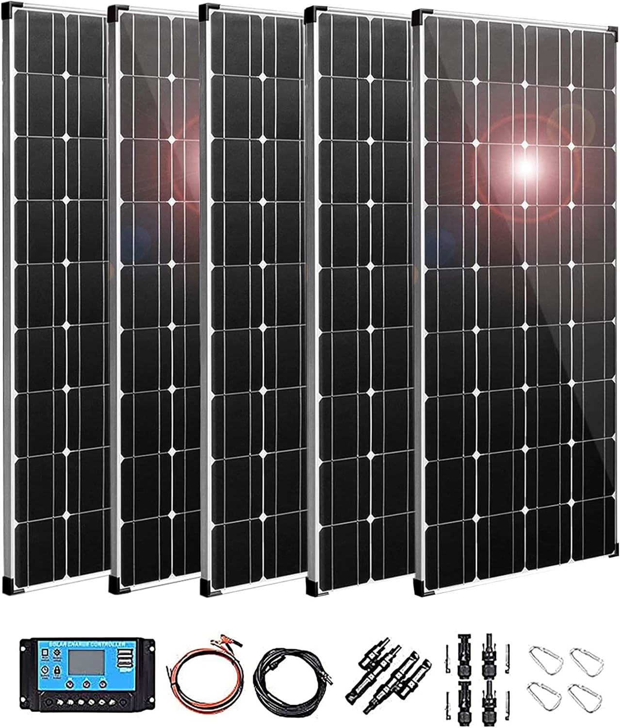 Solar Panel 400W 2X 200W ETFE Flexible Solar Panel Portable Mono Solar Battery Charger with Controller for Car Yacht Battery Boat,with 40A Controller …