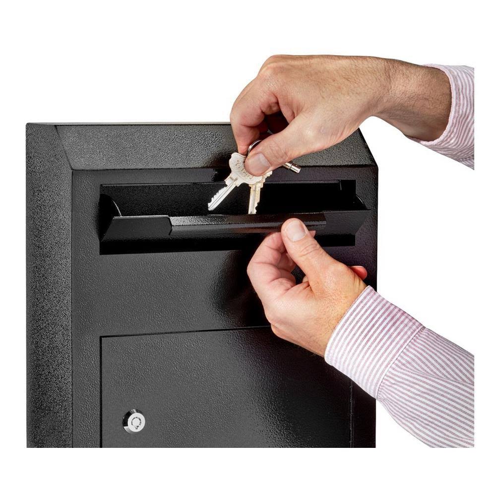 AdirOffice 631-07 Heavy-Duty Secured Safe Drop Box - Black