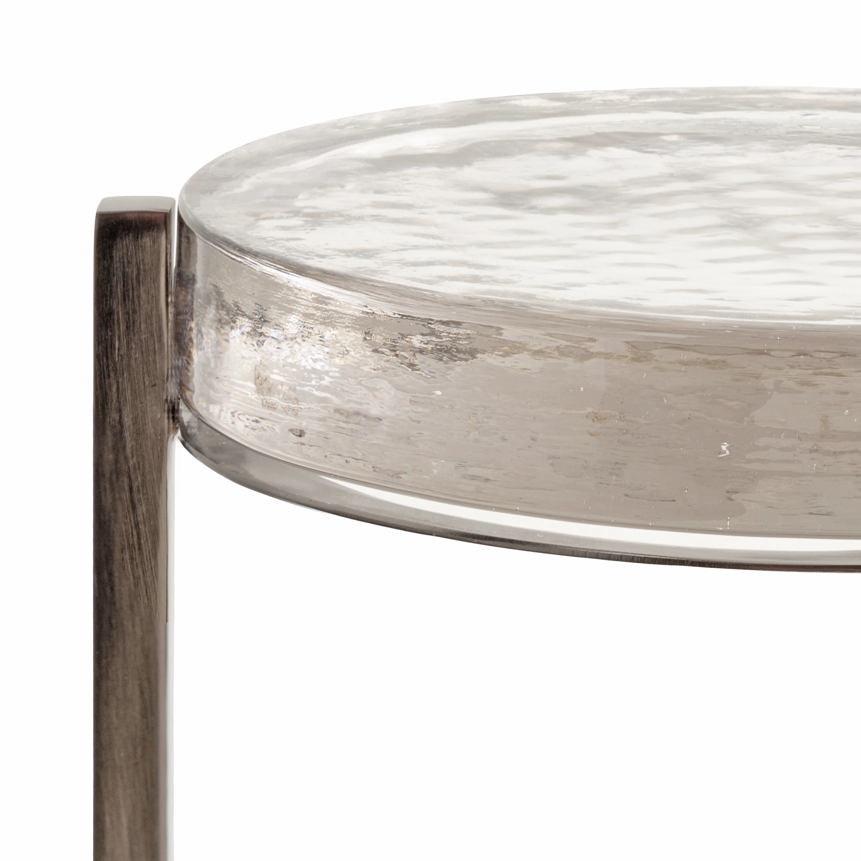 Kate and Laurel Aguilar Modern Drink Table, 9 x 9 x 23, Gray Gunmetal with Clear Glass, Unique Round Glass Accent Table for Small Spaces