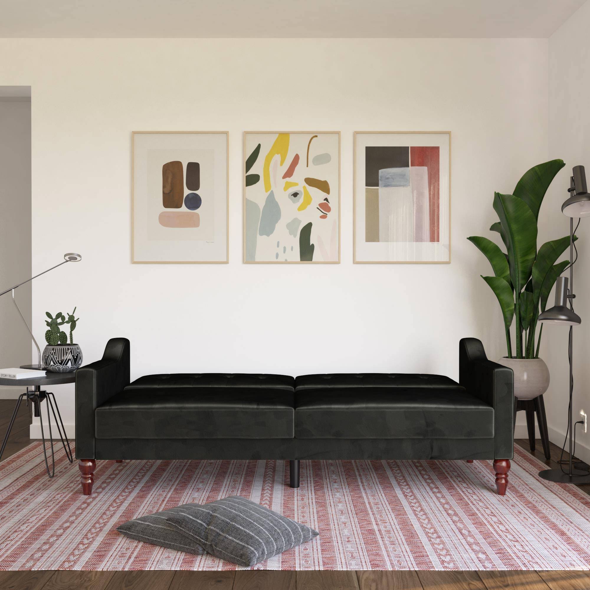 Novogratz Beatrice Coil Futon Convertible Sofa Bed u0026 Couch - Black