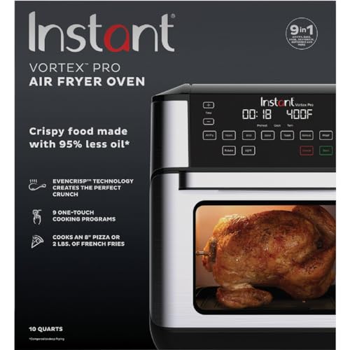 Instant Stainless Steel Vortex Pro 10Qt Dropdown Door Push Button countertop oven
