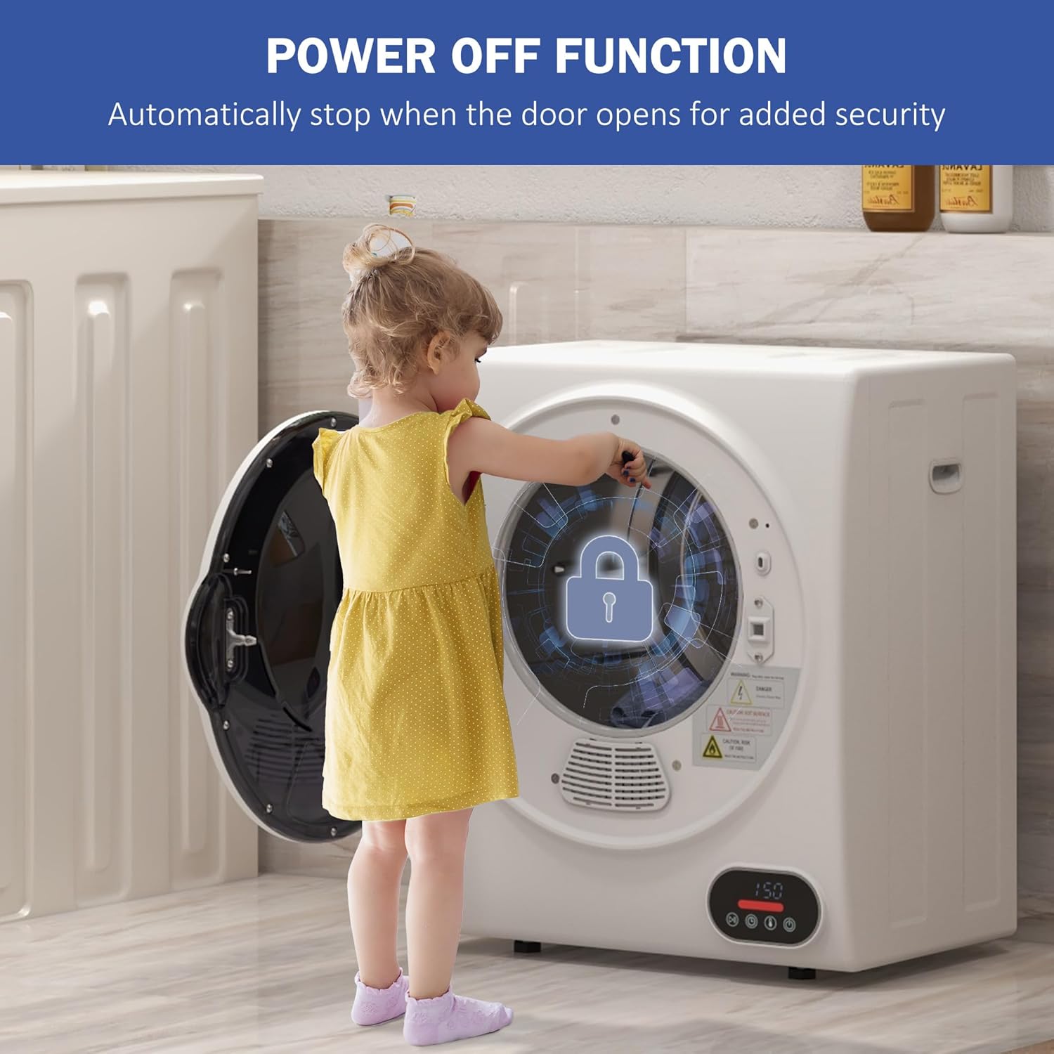 Portable Clothes Dryer│120v 850w Compact Dryer With Intelligent, 1.5 Cu.Ft Stainless Steel Drum│Front Load Electric Dryer For Apartments, Dorms, Rvs