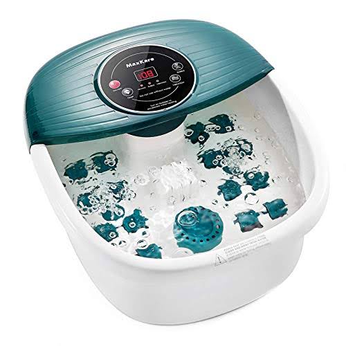 Maxkare Foot Spa/Bath Massager with HEAT, Bubbles, and Vibration, Digital Temperature Control, 16 Masssage Rollers with Mini Detachable Massage Points - Megean