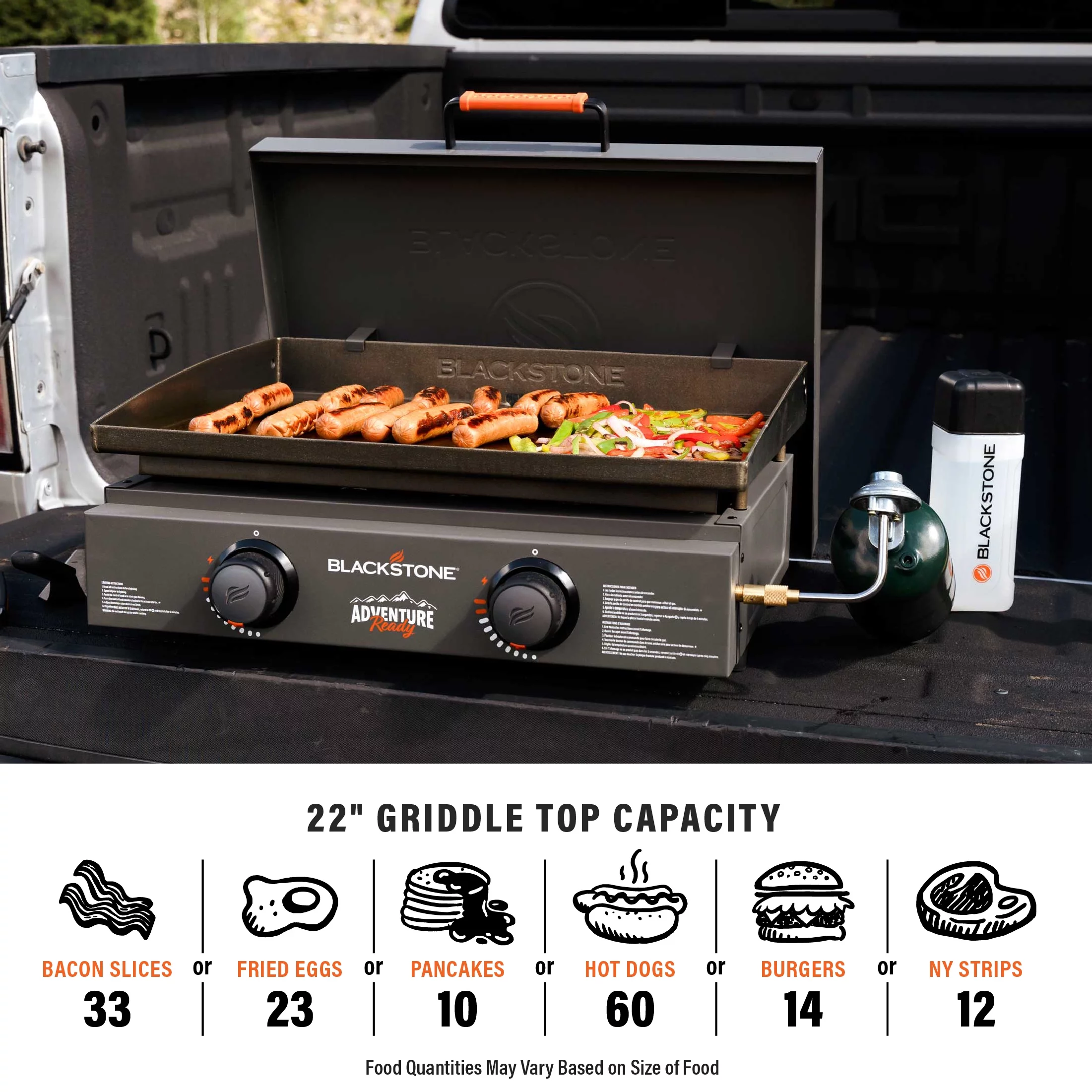 Blackstone Adventure Ready 2-Burner 22 Propane Griddle with Hard Cover in Black