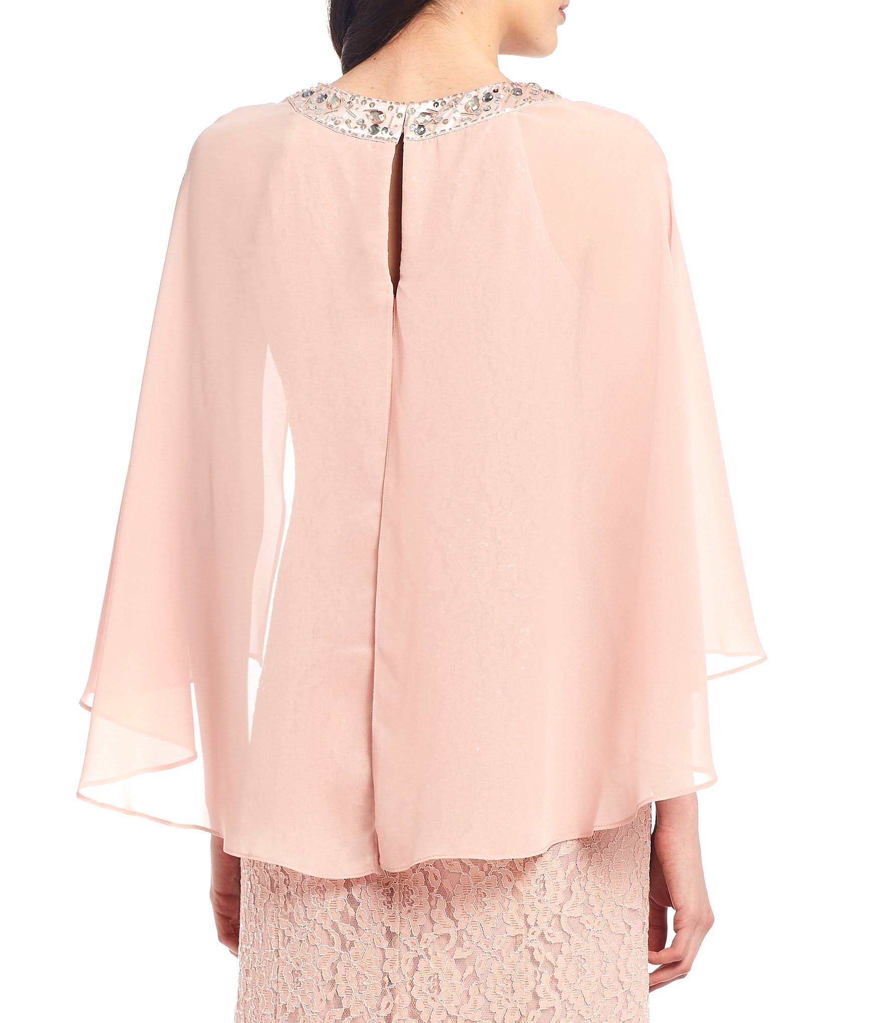 Ignite Evenings Sequin Lace Chiffon Capelet Gown - 10